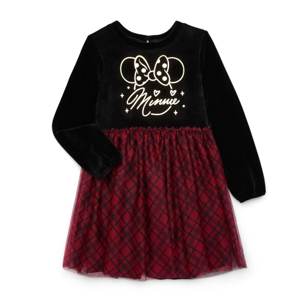 Disney Minnie Mouse Girls Sweater Tulle Character Dress Size S (6-6X) NWT